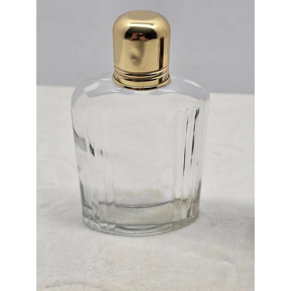 Swank Vintage Glass Flask Leather Wrap Gold Cap Barware Mid Century Black Tan OS